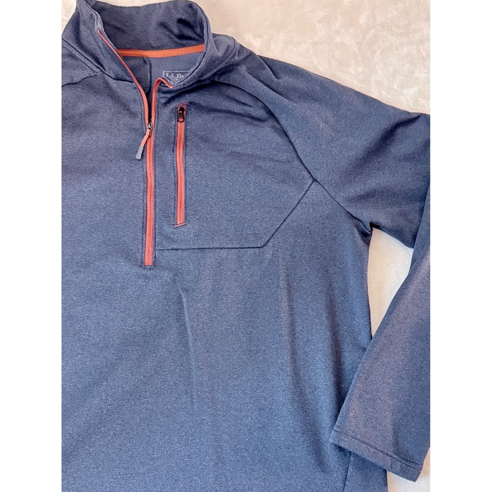 L.L.Bean Quarter Zip Pullover Mens Large Blue Stretch Performance Top - Picture 2 of 5